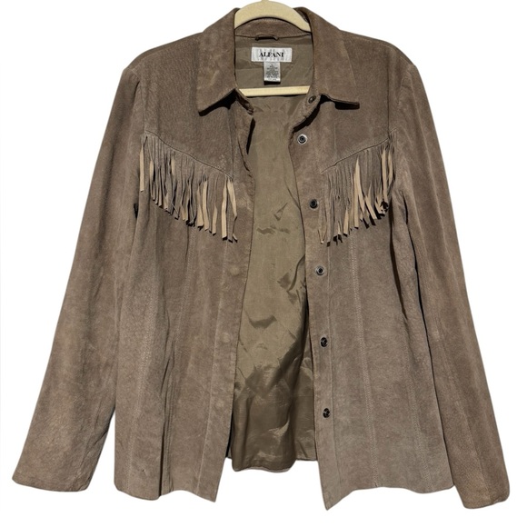Alfani Jackets & Blazers - Alfani Vtg Women’s Fringe Leather Suede Jacket Size L Western Boho Festival